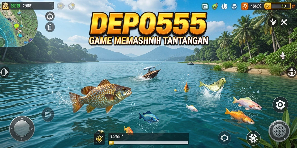 Tampilan gameplay DEPO555 yang menawan saat memancing ikan.