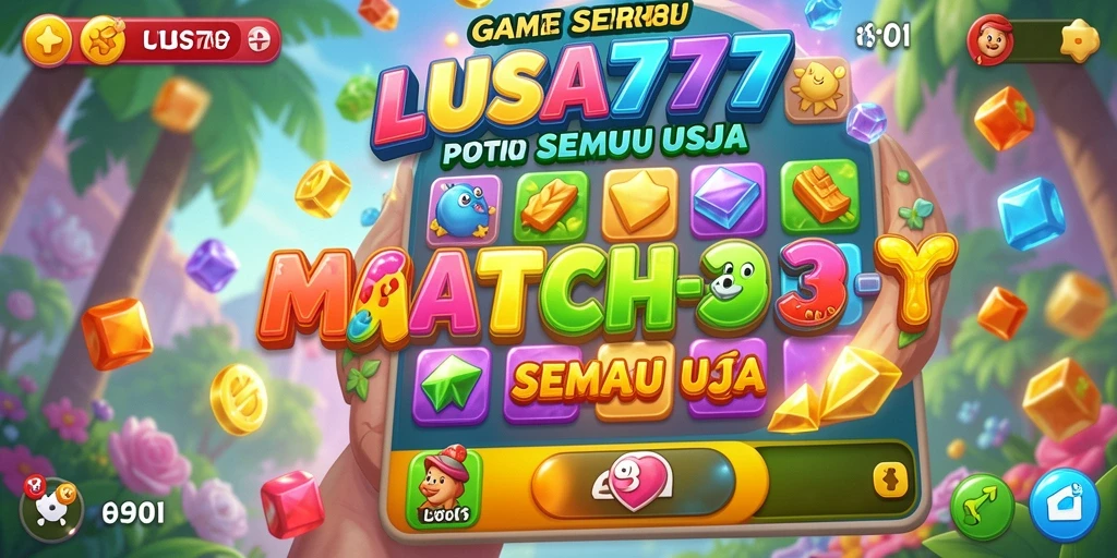 Tampilan gameplay seru LUSA777 dengan tantangan Match-3.