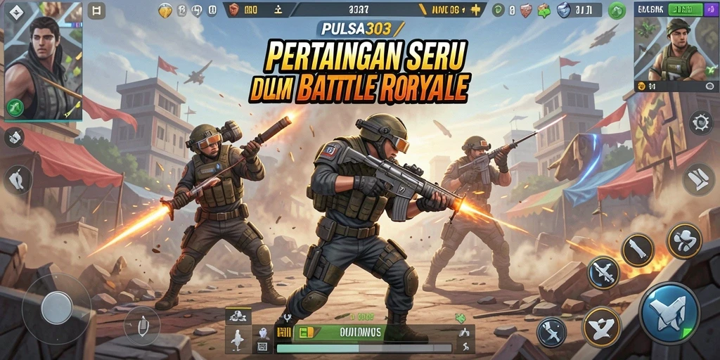 Tampak gameplay intens dari PULSA303 dalam aksi Battle Royale.