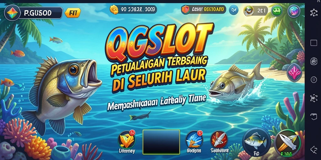 Tampilan gameplay QQSLOT yang seru saat memancing di laut.