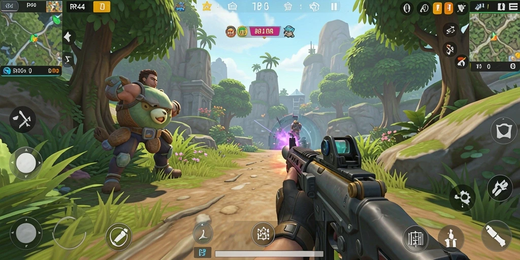 Screenshot RR44 menampilkan aksi seru dalam pertempuran TPS.